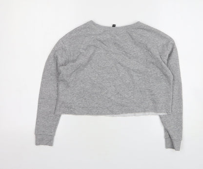 New Look Girls Grey Cotton Pullover Sweatshirt Size 10-11 Years - Cropped