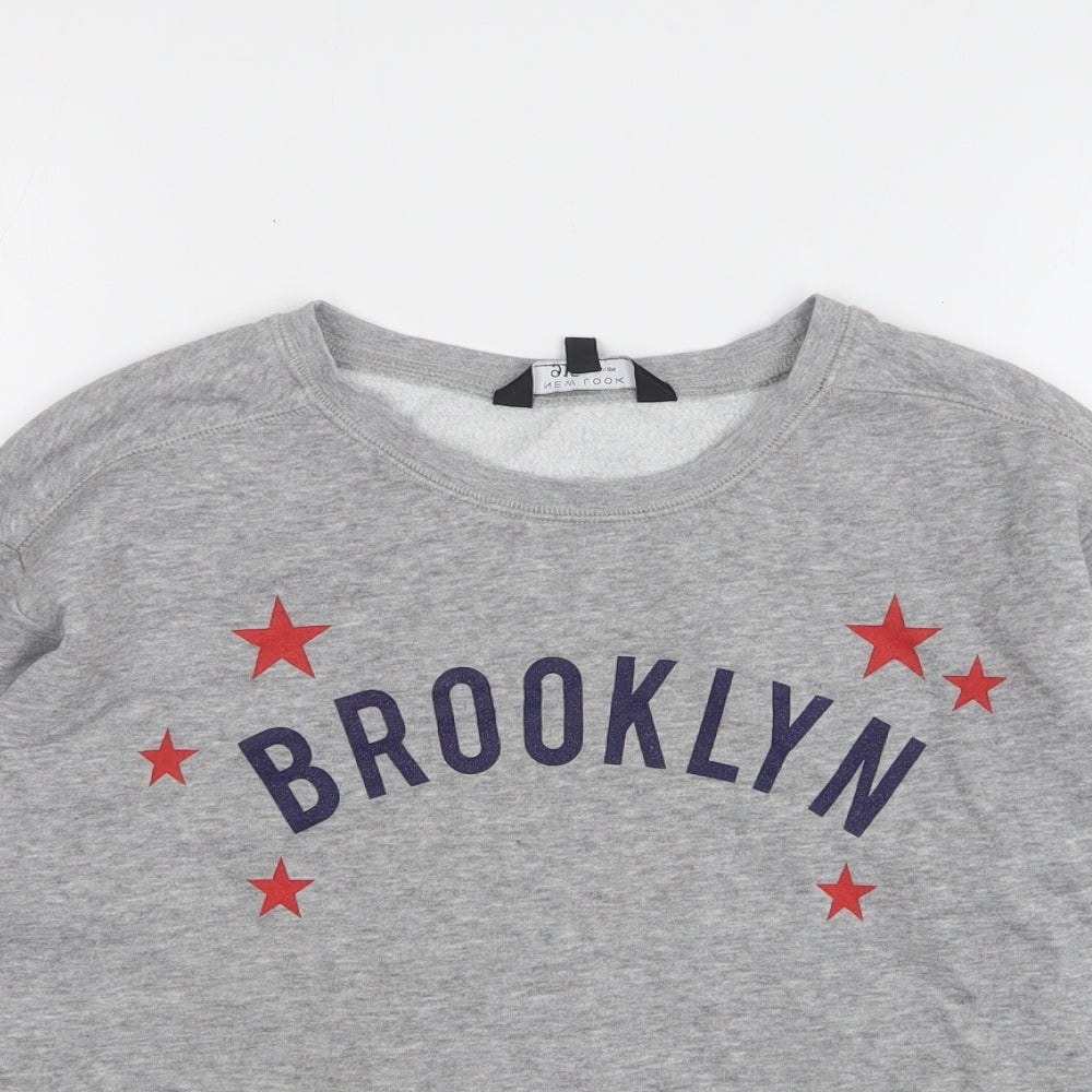 New Look Girls Grey Cotton Pullover Sweatshirt Size 10-11 Years - Cropped