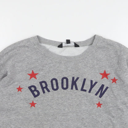 New Look Girls Grey Cotton Pullover Sweatshirt Size 10-11 Years - Cropped