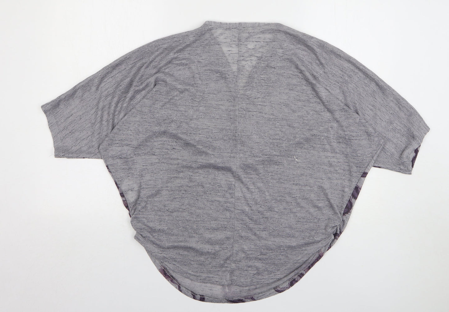 Apricot Womens Grey V-Neck Geometric Polyester Pullover Jumper Size S