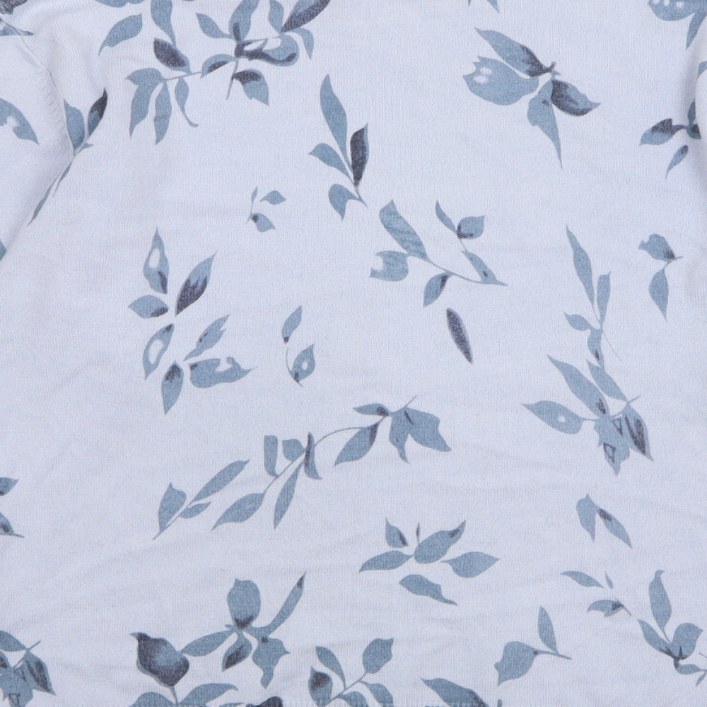 Damart Womens Blue Round Neck Floral Acrylic Pullover Jumper Size 12