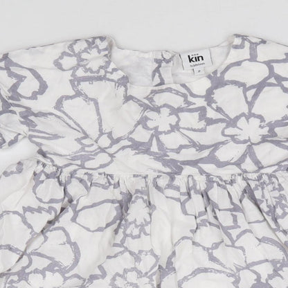 John Lewis Girls Ivory Floral 100% Cotton Fit & Flare Size 2 Years Round Neck Button