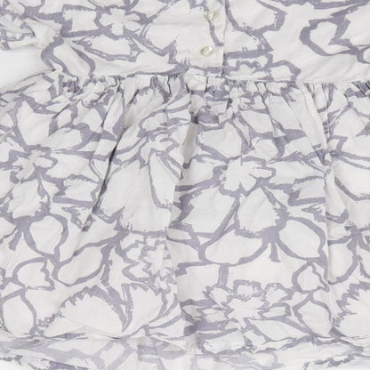 John Lewis Girls Ivory Floral 100% Cotton Fit & Flare Size 2 Years Round Neck Button