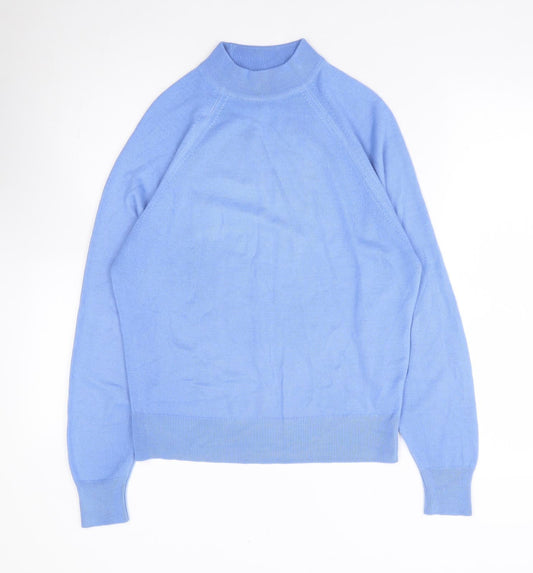 Littlewoods Womens Blue High Neck Acrylic Pullover Jumper Size 12