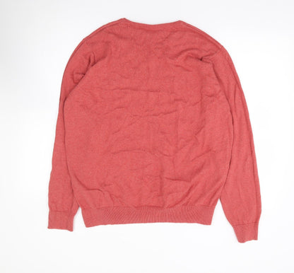 Hayworth Mens Orange V-Neck Cotton Pullover Jumper Size XL