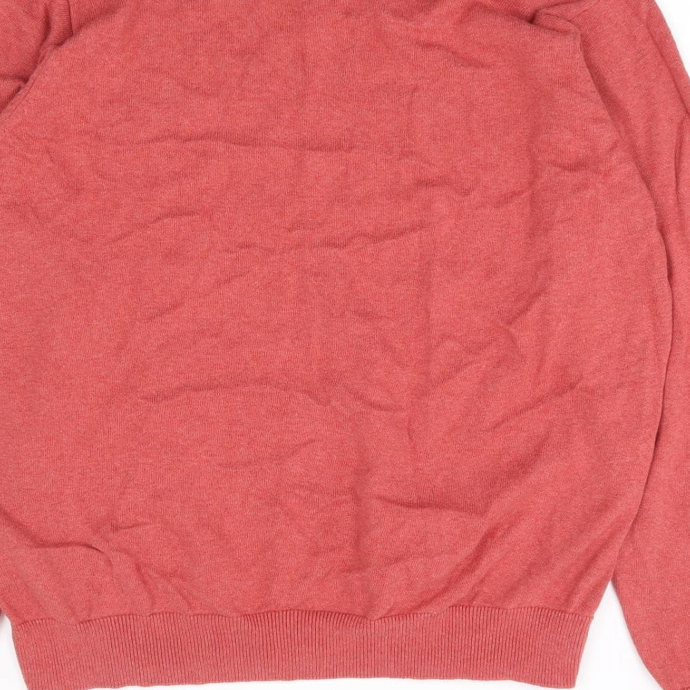 Hayworth Mens Orange V-Neck Cotton Pullover Jumper Size XL