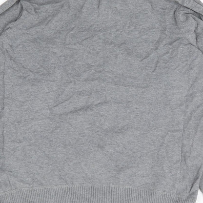 Marks and Spencer Mens Grey Collared Cotton Pullover Jumper Size M