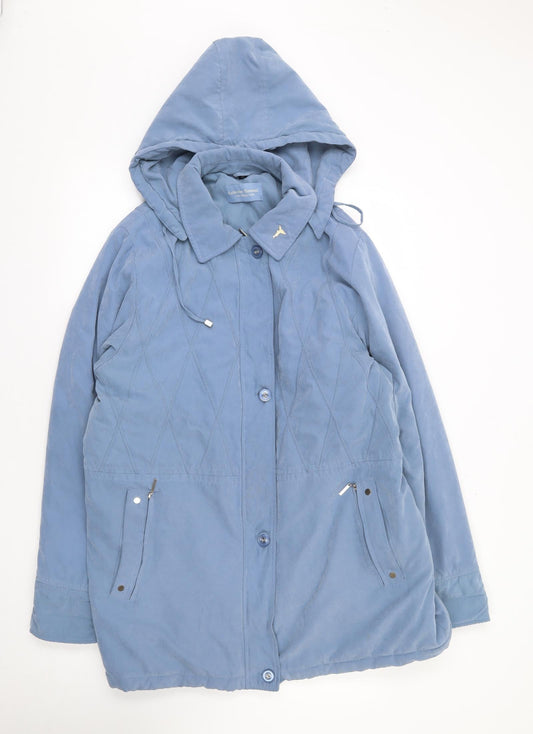 Katherine Hammond Womens Blue Quilted Coat Size 16 Zip