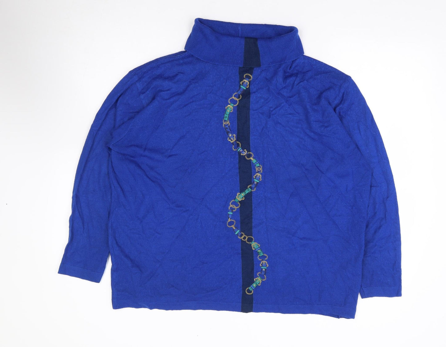 Womens UK Size L LUCIA Blue Henley Jumper
