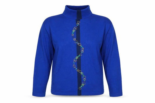 Womens UK Size L LUCIA Blue Henley Jumper