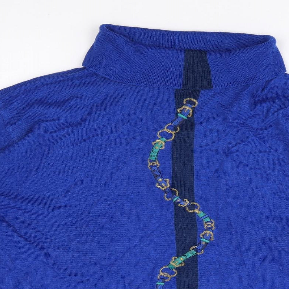 Womens UK Size L LUCIA Blue Henley Jumper