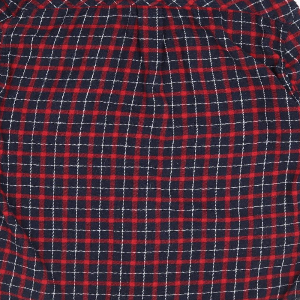 Boohoo Womens Red Plaid Cotton Jersey Button-Up Size 14 Collared