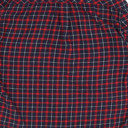 Boohoo Womens Red Plaid Cotton Jersey Button-Up Size 14 Collared