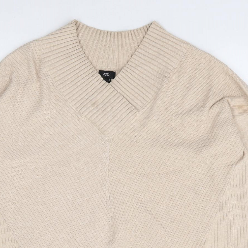 Womens UK Size XS River Island Beige Pullover Jumper