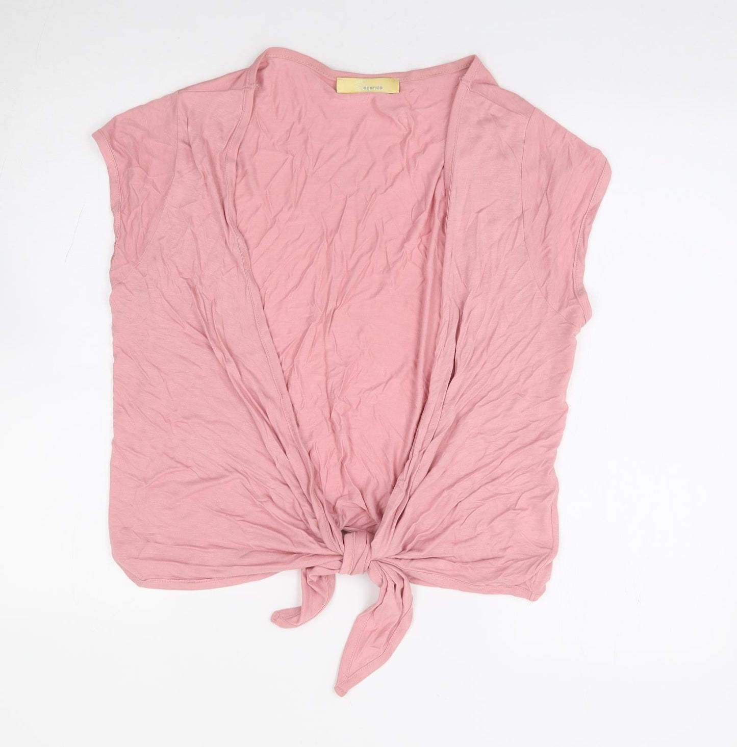 Agenda Womens Pink V-Neck Viscose Shrug Jumper Size 18