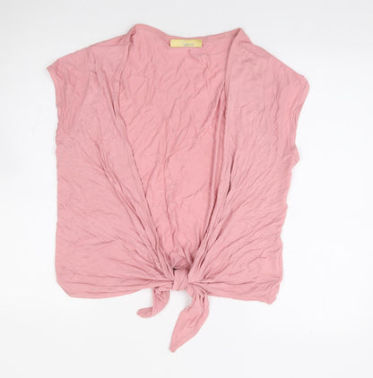 Agenda Womens Pink V-Neck Viscose Shrug Jumper Size 18