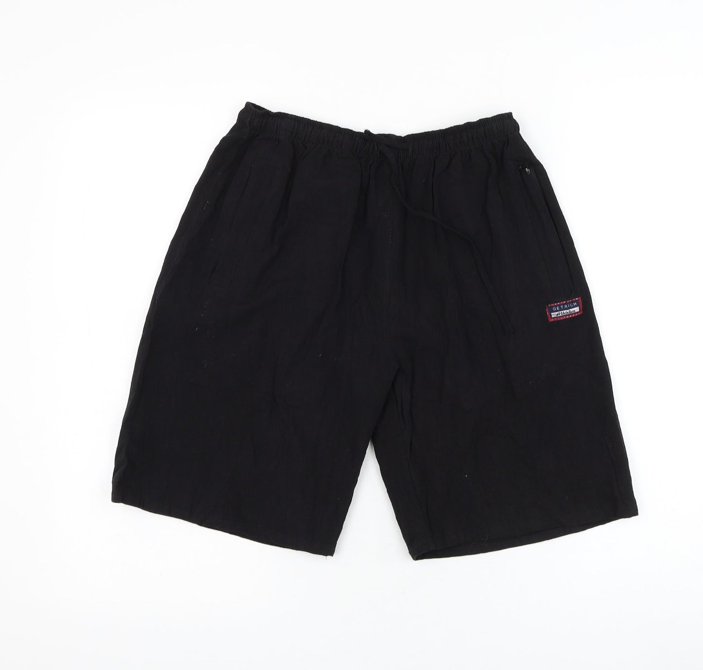 Get Rich Womens Black Polyester Sweat Shorts Size M L9 in Regular Drawstring