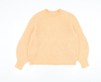George Womens Orange Round Neck Acrylic Pullover Jumper Size M