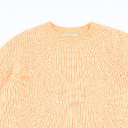 George Womens Orange Round Neck Acrylic Pullover Jumper Size M