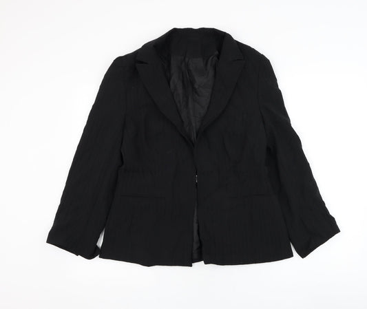 Bay Womens Black Jacket Blazer Size 14 Button