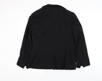 Bay Womens Black Jacket Blazer Size 14 Button