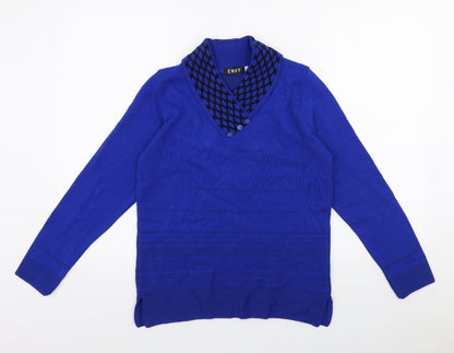 Womens UK Size S Envy Blue Basic Button-Up