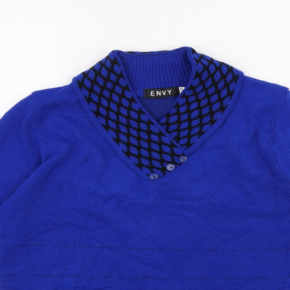 Womens UK Size S Envy Blue Basic Button-Up