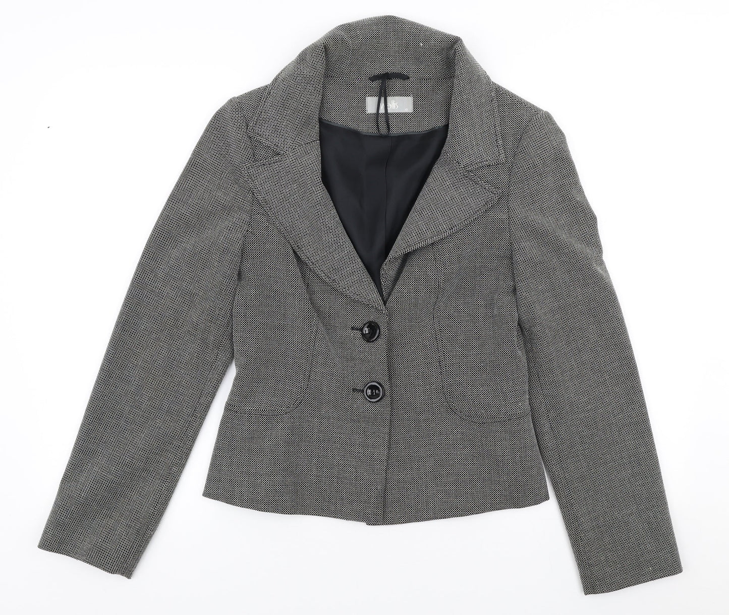 Wallis Womens Grey Geometric Polyester Jacket Suit Jacket Size 10