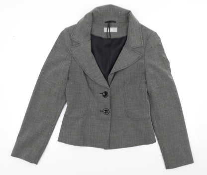 Wallis Womens Grey Geometric Polyester Jacket Suit Jacket Size 10