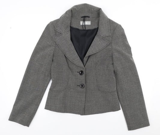 Wallis Womens Grey Geometric Polyester Jacket Suit Jacket Size 10