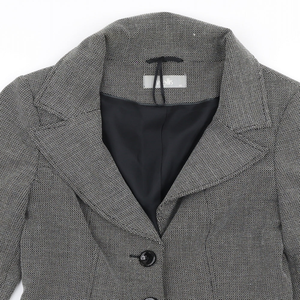 Wallis Womens Grey Geometric Polyester Jacket Suit Jacket Size 10