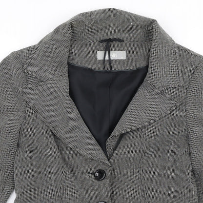 Wallis Womens Grey Geometric Polyester Jacket Suit Jacket Size 10