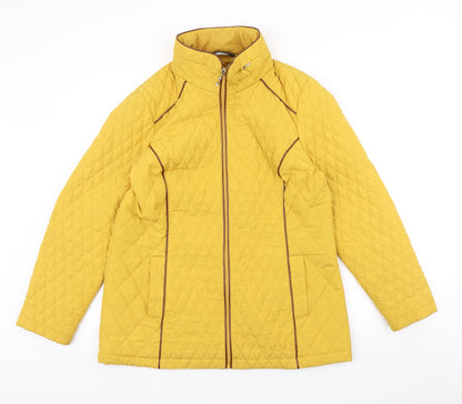 Womens UK Size 14 Bonmarche Yellow Quilted Coat