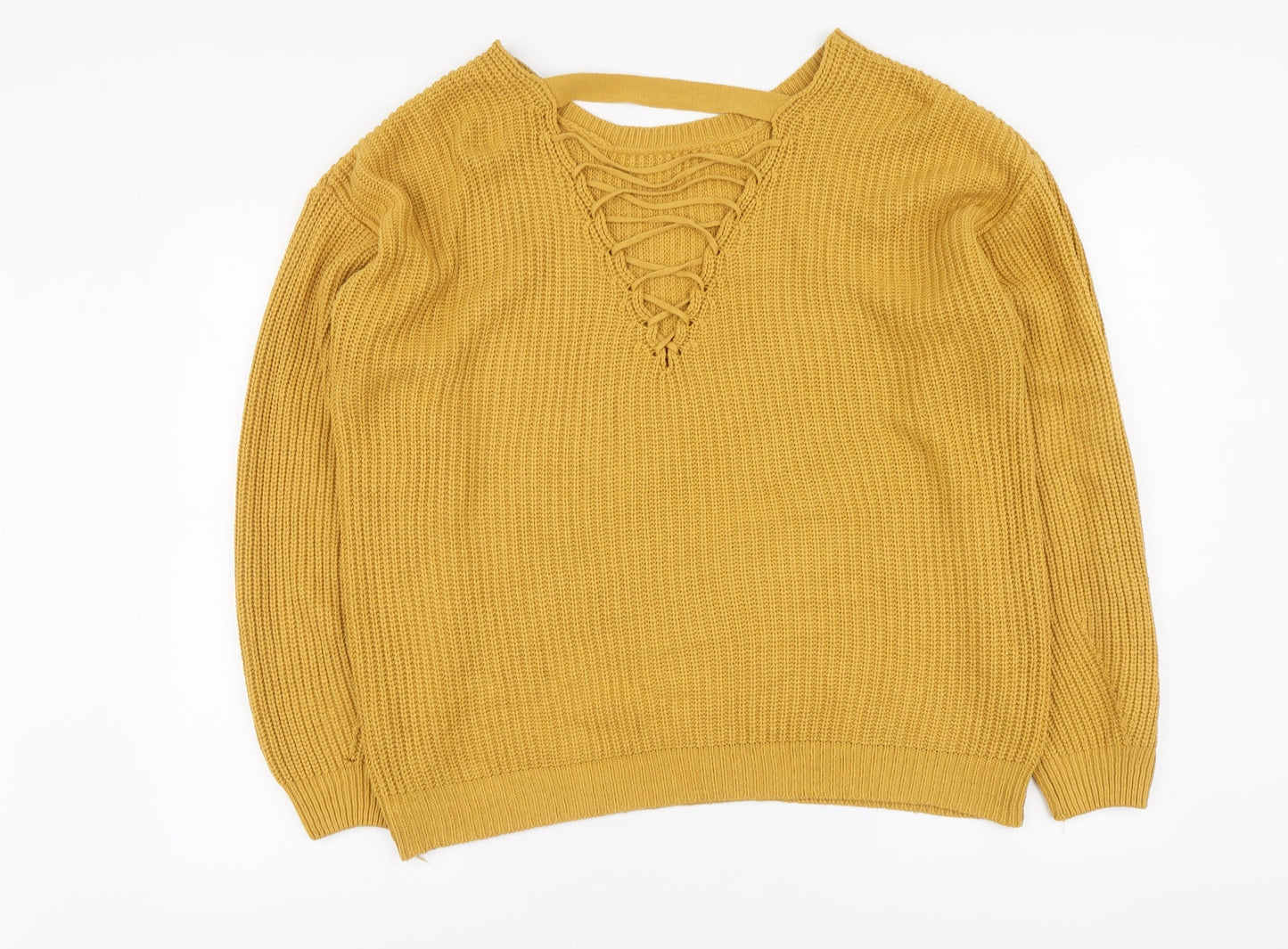 Womens UK Size M New Look Yellow Pullover Jumper