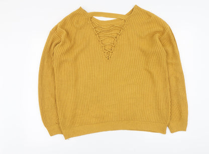 Womens UK Size M New Look Yellow Pullover Jumper