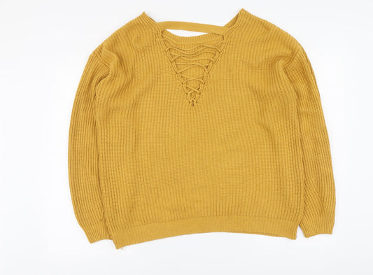 Womens UK Size M New Look Yellow Pullover Jumper