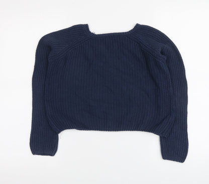 YD Girls Blue Round Neck Cotton Pullover Jumper Size 12-13 Years