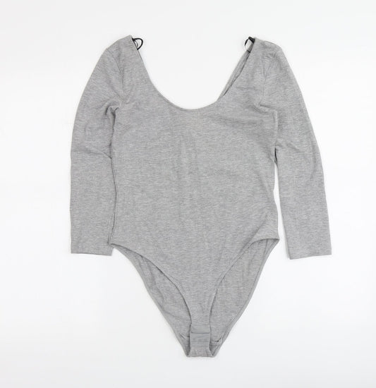 H&M Womens Grey Cotton Bodysuit One-Piece Size S