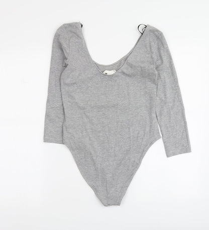 H&M Womens Grey Cotton Bodysuit One-Piece Size S