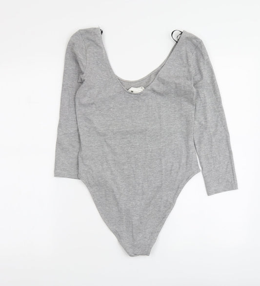 H&M Womens Grey Cotton Bodysuit One-Piece Size S