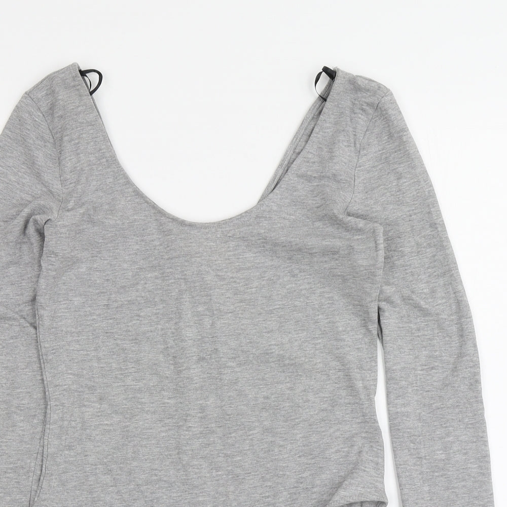 H&M Womens Grey Cotton Bodysuit One-Piece Size S
