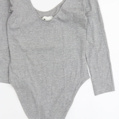 H&M Womens Grey Cotton Bodysuit One-Piece Size S