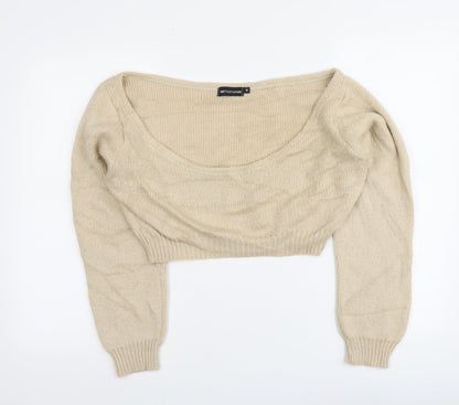 Womens UK Size M PRETTYLITTLETHING Beige Pullover Jumper