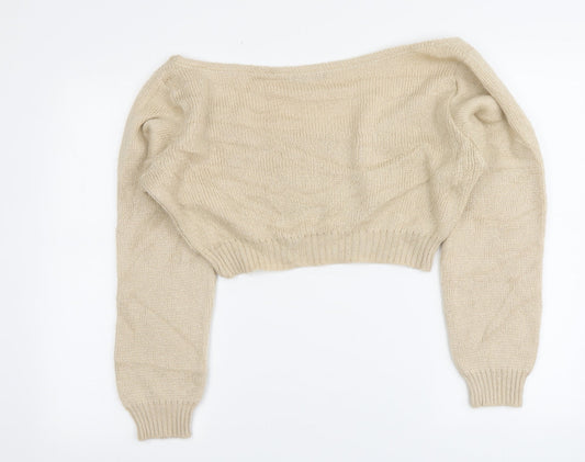 Womens UK Size M PRETTYLITTLETHING Beige Pullover Jumper