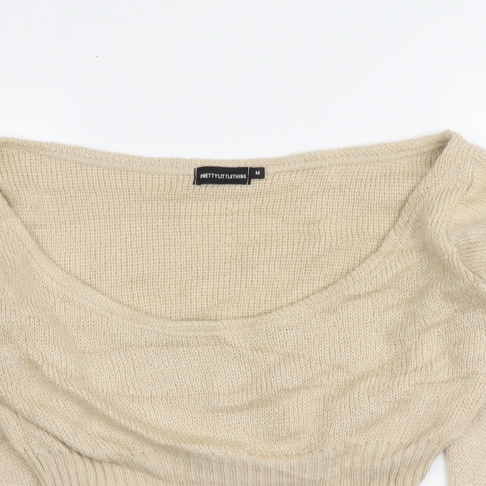 Womens UK Size M PRETTYLITTLETHING Beige Pullover Jumper