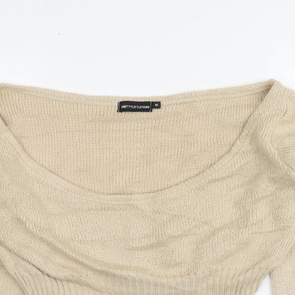 Womens UK Size M PRETTYLITTLETHING Beige Pullover Jumper
