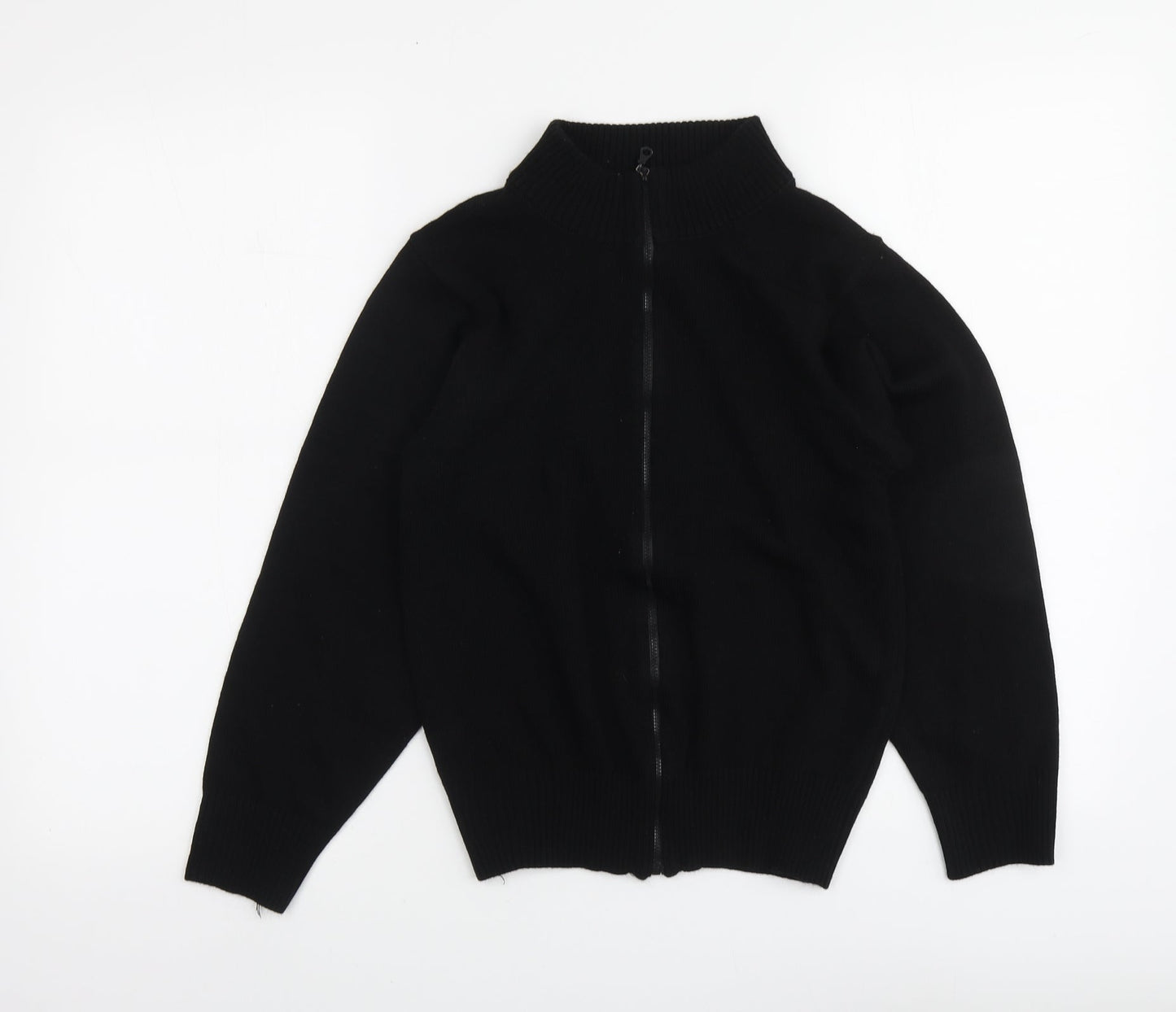 Ron Kay Womens Black High Neck Acrylic Full Zip Jumper Size 12