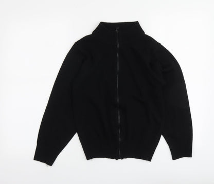 Ron Kay Womens Black High Neck Acrylic Full Zip Jumper Size 12