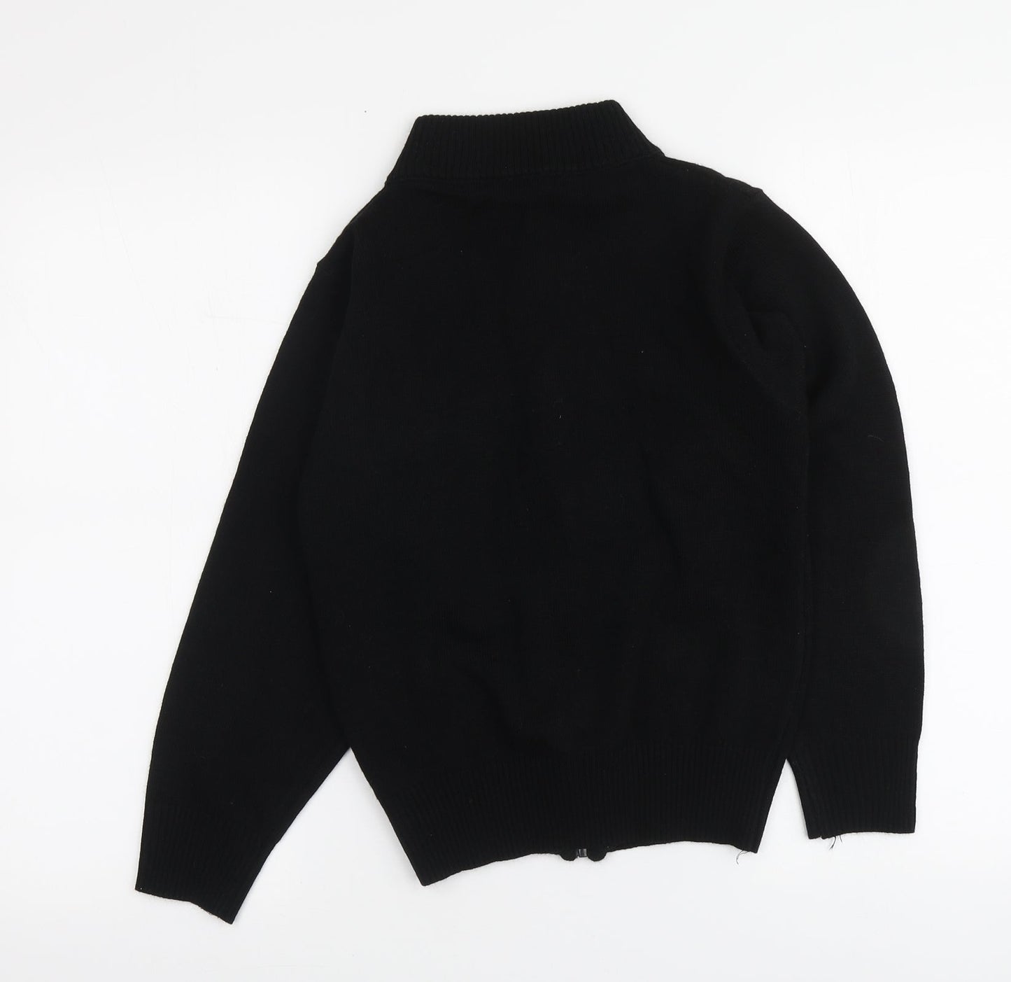 Ron Kay Womens Black High Neck Acrylic Full Zip Jumper Size 12