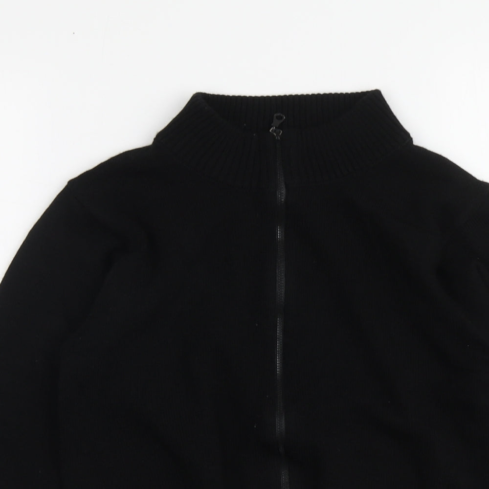Ron Kay Womens Black High Neck Acrylic Full Zip Jumper Size 12